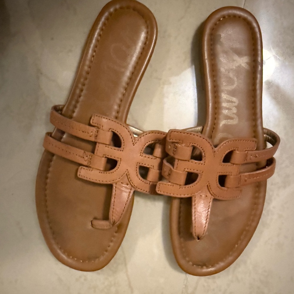 Women’s Tan Leather Slide Sandals - Sam Edelman